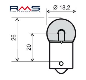 Žiarovka RMS 12V 10W, R10 BA15S biela