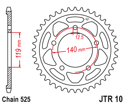 Reťazová rozeta JT JTR 10-42 42T, 525