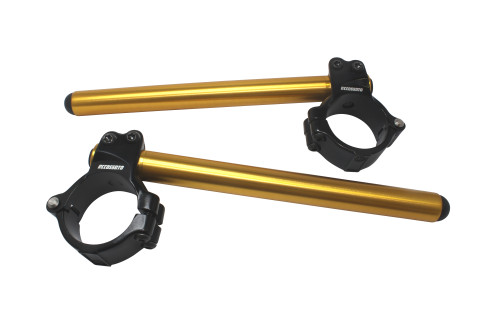 Aluminium-forged clip-ons ACCOSSATO with metal clamp composed of 2 half-rings 10 degrees inclination, gold